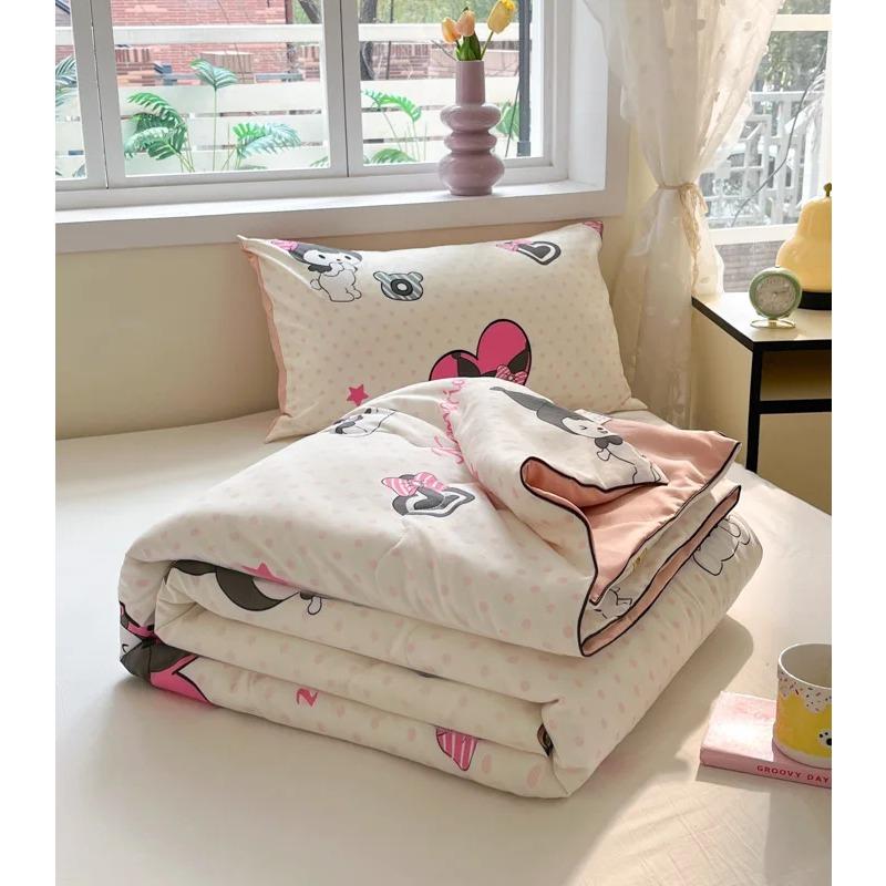 Cute Cartoon Printed Thin Quilt Kids Students Summer Double Yarn Soybean Air Conditioning Comforter Lightweight Cooling Blankets