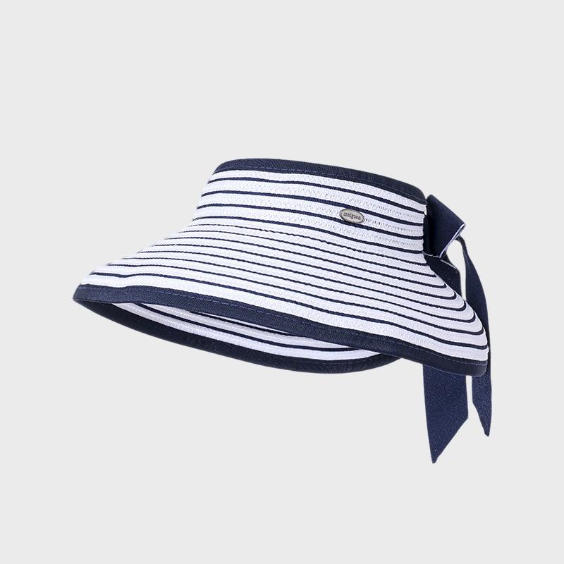 Striped Empty Top Hat Women's Summer Breathable Sun Protection Sun Hat Outdoor Foldable Sun Hat