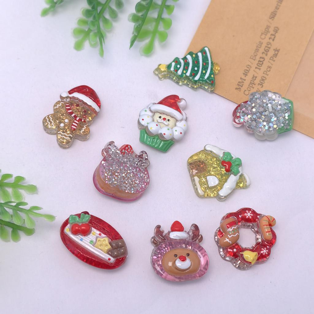 100PCS Christmas Cute Resin Flatback Slime Charms Cartoon Flatbacks for Phone Cases Nails Scrapbooking Making Decorations