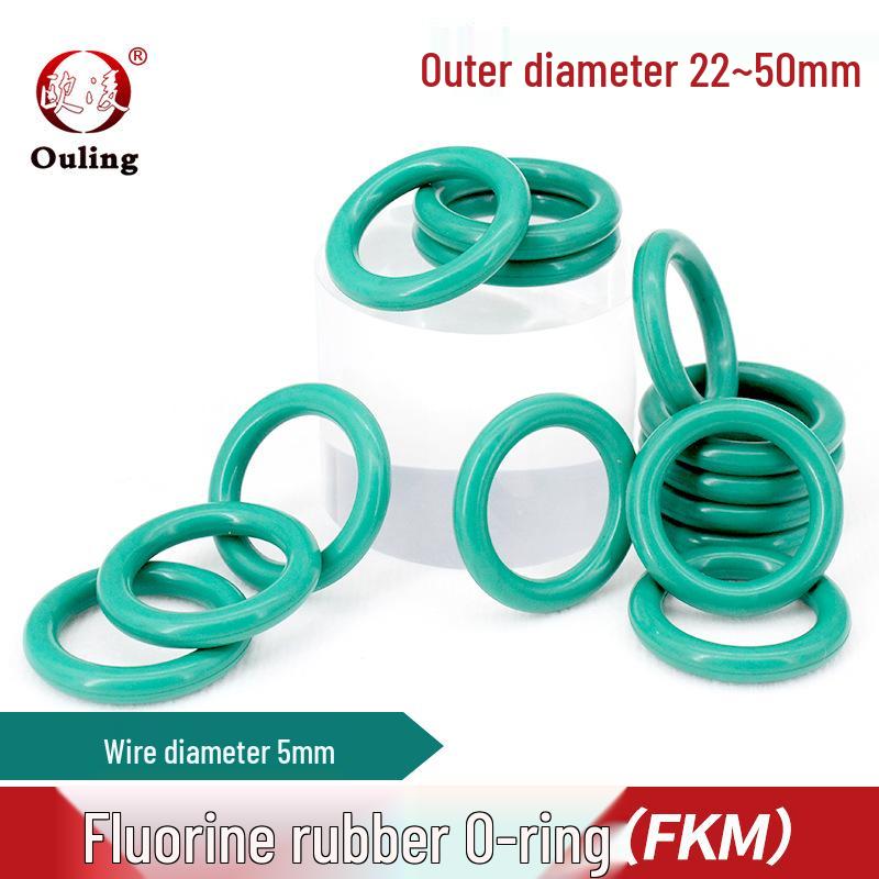 Green Fluororubber O-ring (OD 22-50mm x 5mm) 22*5mm (5 pcs) Green Fluororubber O-ring