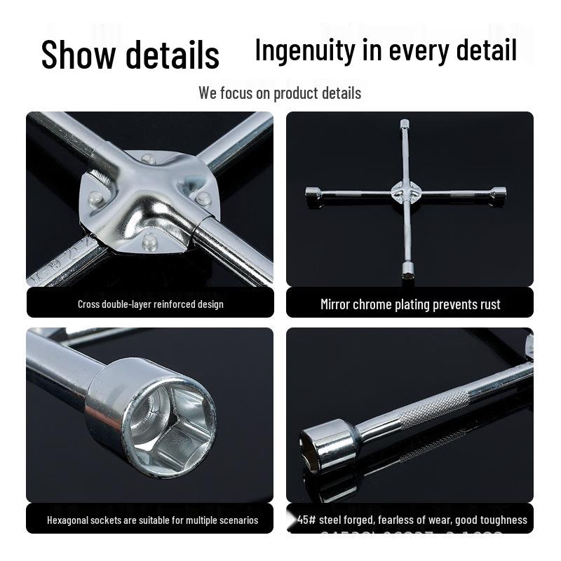 Foldable Cross Hex Socket Tire Wrench for Car Tire Removal