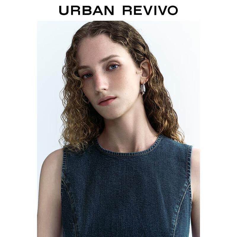 UR 2025 Autumn Retro Casual Sleeveless Denim Dress