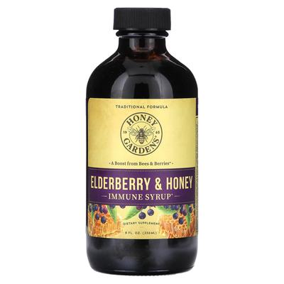 Elderberry Syrup Bee Sting Therapy Raw Honey with Organic Apple Cider Vinegar, Propolis, 8 Fl Oz (240 Ml)