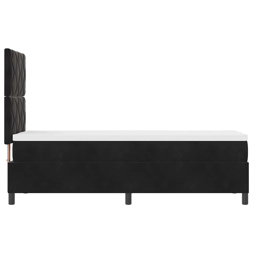 LED Box Spring Bed with Headboard Black 80 X 200 Cm Velvet