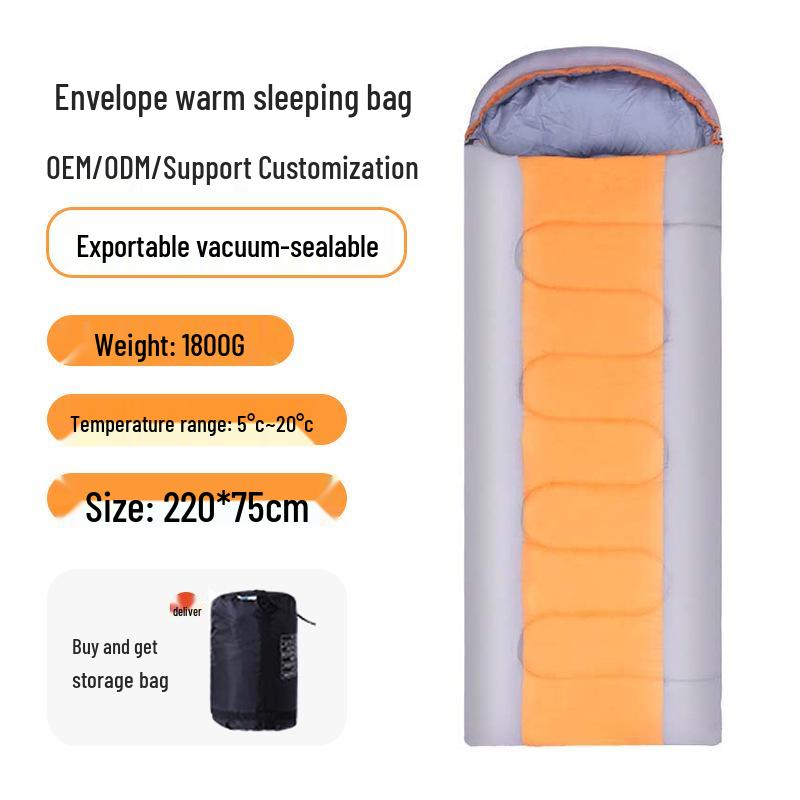 Outdoor Camping Portable Envelope Sleeping Bag - Dirt-Proof, Warm, Thick, Pure Cotton for Adults