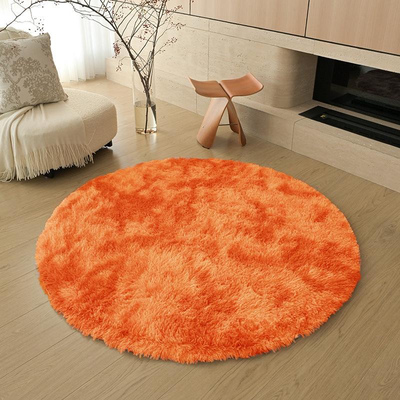 Checkerboard Round Fluffy Shaggy Rug Soft Long Pile Carpet for Bedroom Living Room Plaid Area Rug Kids Room Circular Mat