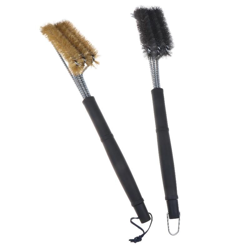 Long Non Slip Handle Grill Cleaning Brush Rust Resistant Metal Cleaner Brush With Scraper For Outdoor Grilling Camping Picnic