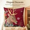 Cute Christmas Reindeer Cushion Cover Natural Linen Organic Fabric Double-Sided Printing Sofa Home Decor Gift Pillow Case