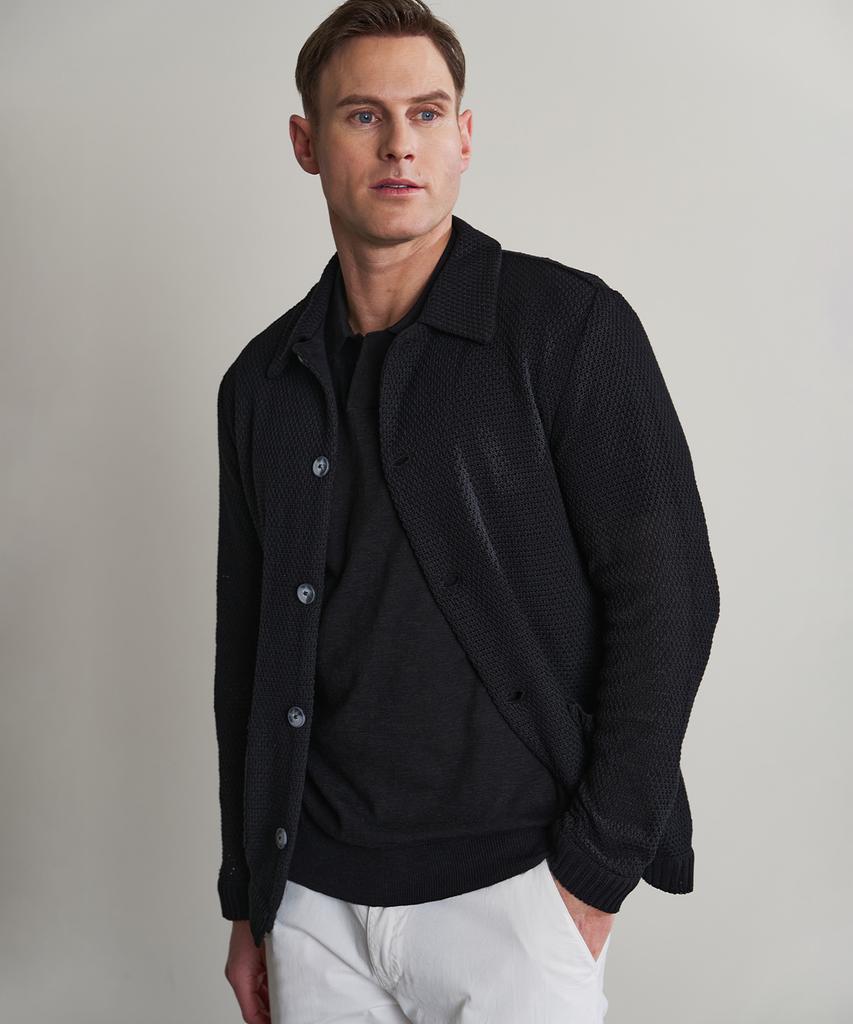 Panicale Black Acrylic Cotton Knit Jacket