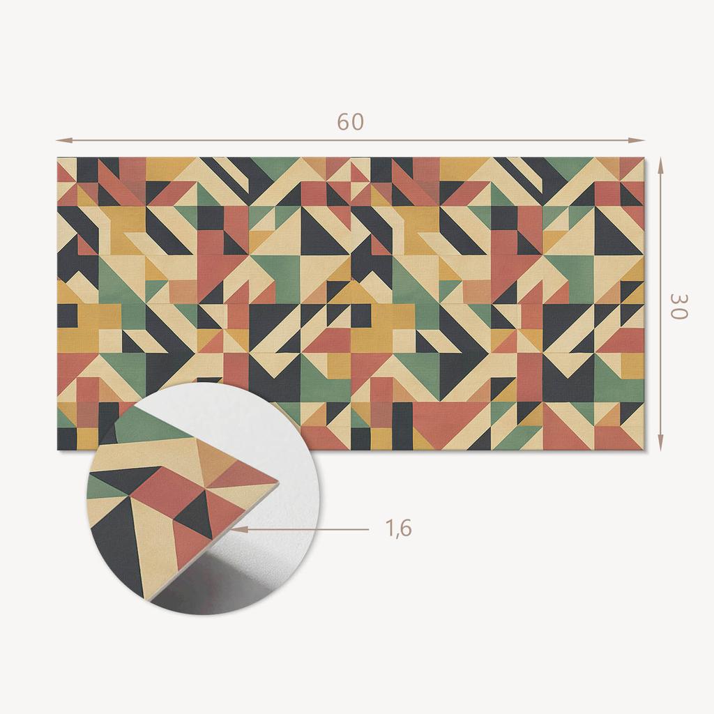 Package of Self-Adhesive Tiles Abstract Geometric Pattern 6X60X30 Cm