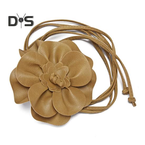 Boho Flower Waist Belt for Women Girls Floral Faux Leather Rope Waist Band Wedding Dress Thin Waistband