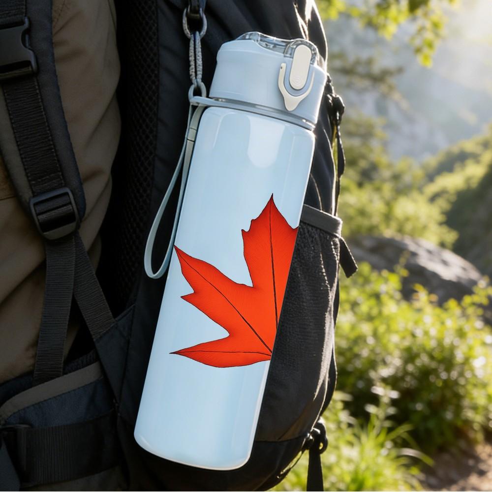 1PC Maple Leaf 750ml Color Plastic Sports Water Bottle Leakproof Flip Straw Lid Suitable for Sports Office Home Use