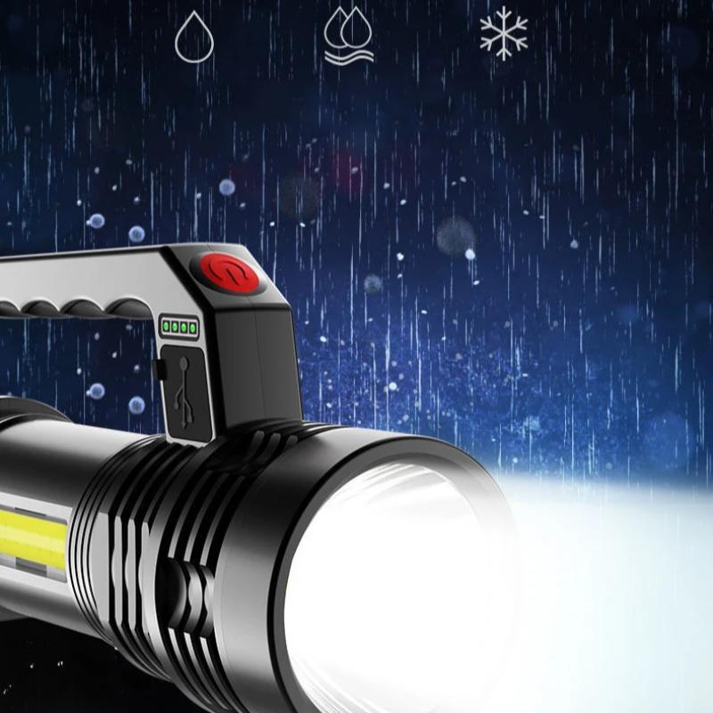 Portable LED COB USB Rechargeable Flashlight with Torch Waterproof Fishing Hunting Camping Work Flashlight Long-range Lighting