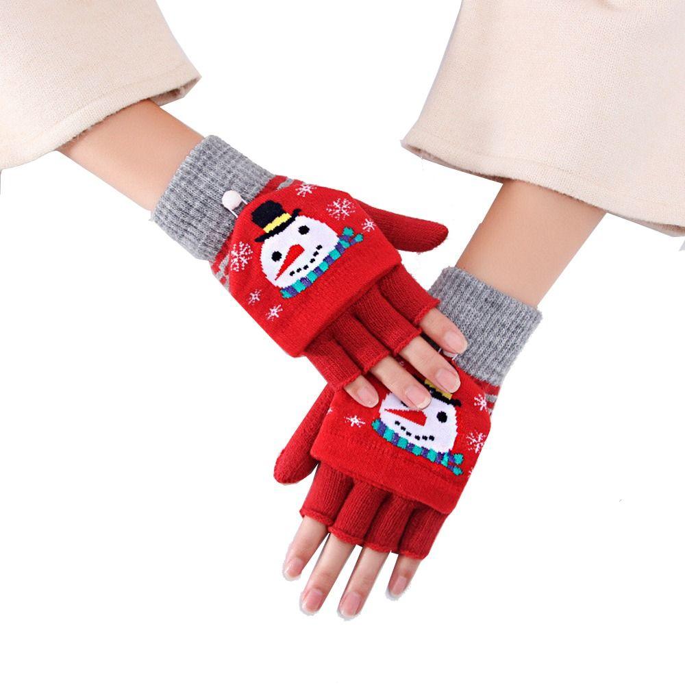 Elk Pattern Women Knitted Flip Gloves Apparel Accessories Christmas Gloves Autumn Winter Gloves