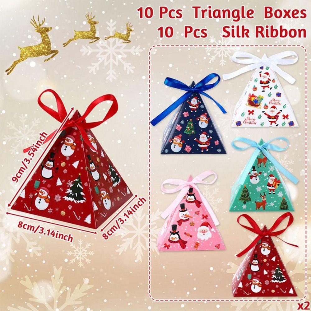 Triangle Shape Christmas Triangle Boxes Candy Box Decorative Box Xmas Candy Gift Box Gift Packaging Ornament Design