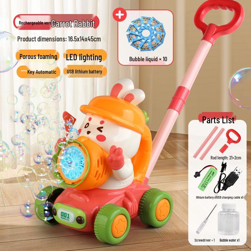 2025 Handheld Automatic Bubble Machine Toy for Kids – Outdoor Push Cart Bubble Blower