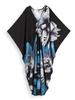 EDOLYNSA Versatile Blue Women's Kaftan Robe Light jacket Caftan Bathrobe Vacation Long Dress Hot Selling Lounge around Outfit Q1289