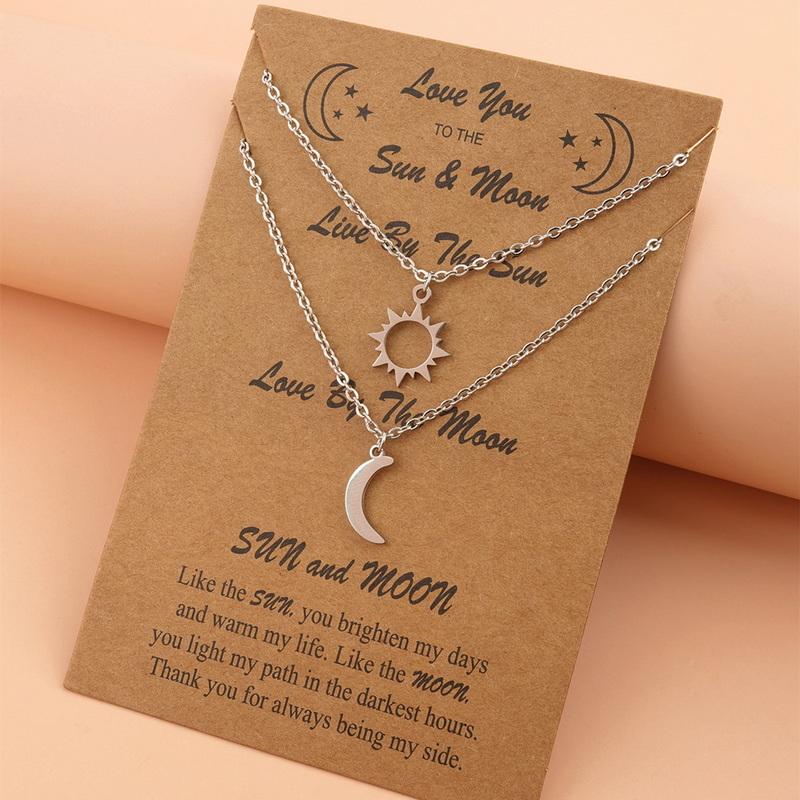 Charm Maan Zon Koppel Ketting Roestvrij Staal Holle Vlinder Hart Hanger Schakelketting Ketting Voor Vrouwen Mannen Familie Sieraden