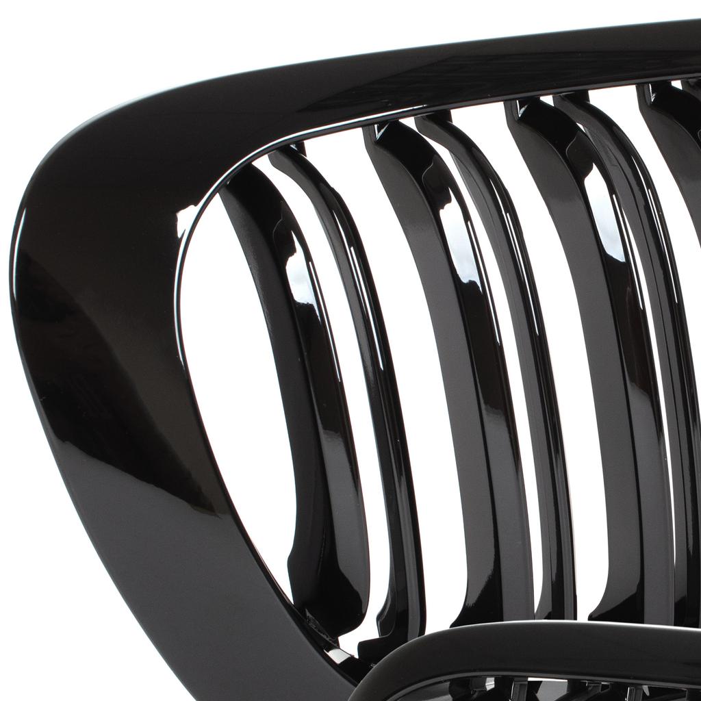 BMW 3 E46 99-01 COUPE / CABRIO griglie tra i fari (reni) set sinistra + destra DOPPIA BARRA NERA LUCIDA