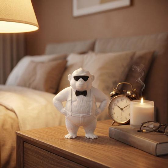 Sunglasses Gorilla Collectible Figurine 3D Printed Funny Cool Monkey Statue Novelty Animal Desktop Ornament for Home Office Decor