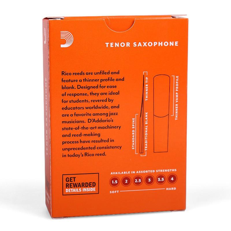 Genuine RICO B-flat Alto Saxophone Reeds, Strengths 1.5-3.0, Yellow-Orange Box, 10-Pack