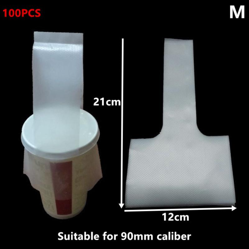 100 Pcs T-Shaped Bayonet Plastic Bags Disposable Clear Single Cup Packaging Bag For Milk Tea Coffee Beverage Party Supplies