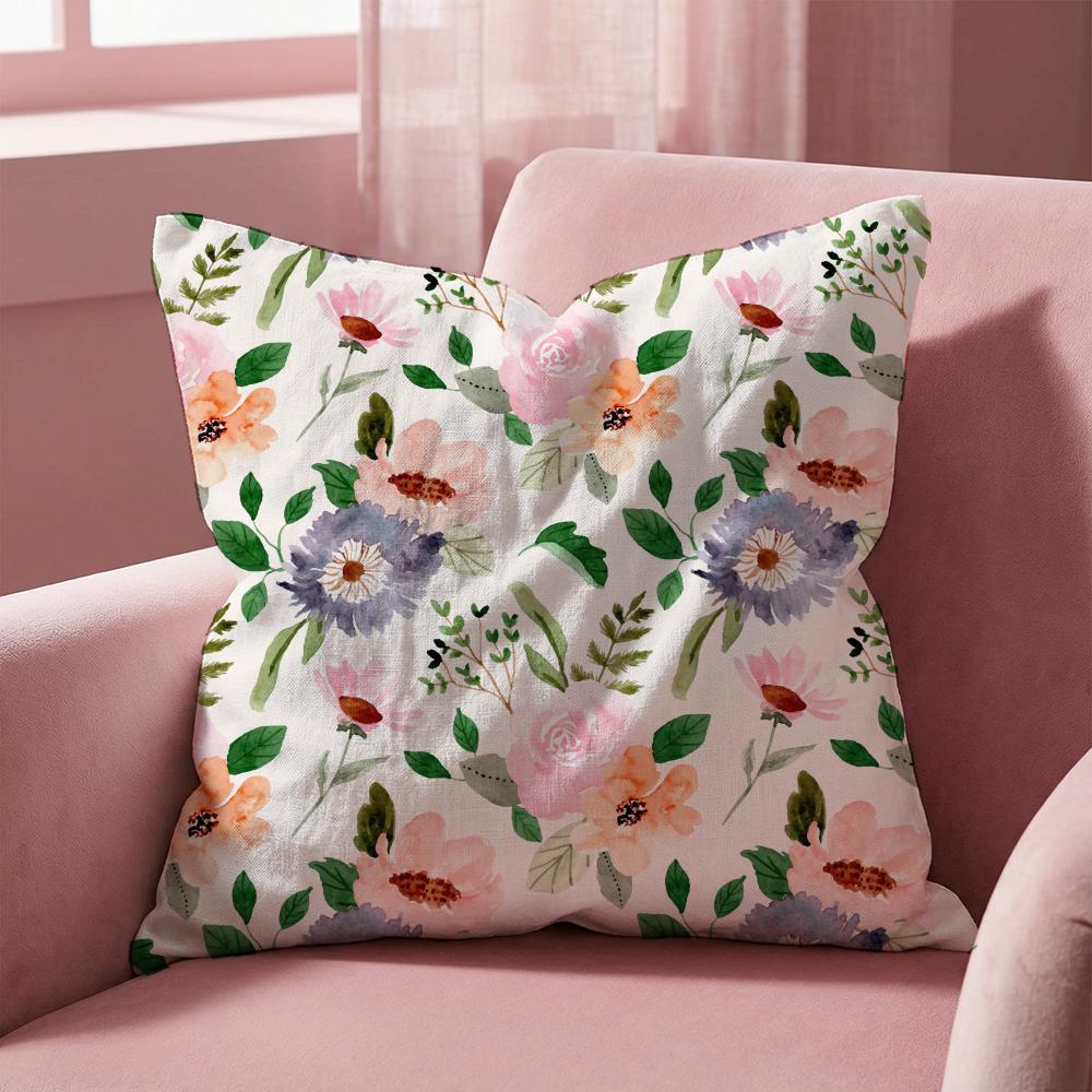 Spring Flower Print Cushion Cover Multi-Scene Pillow Cover for Home & Car - Reversible, Soft & Durable for Daily Use