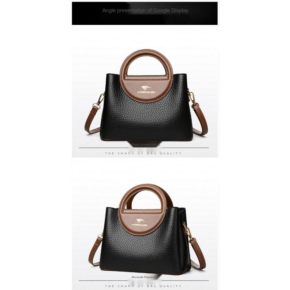 Women Textured Faux Leather Handbag with Detachable Crossbody Strap for Daily Commute