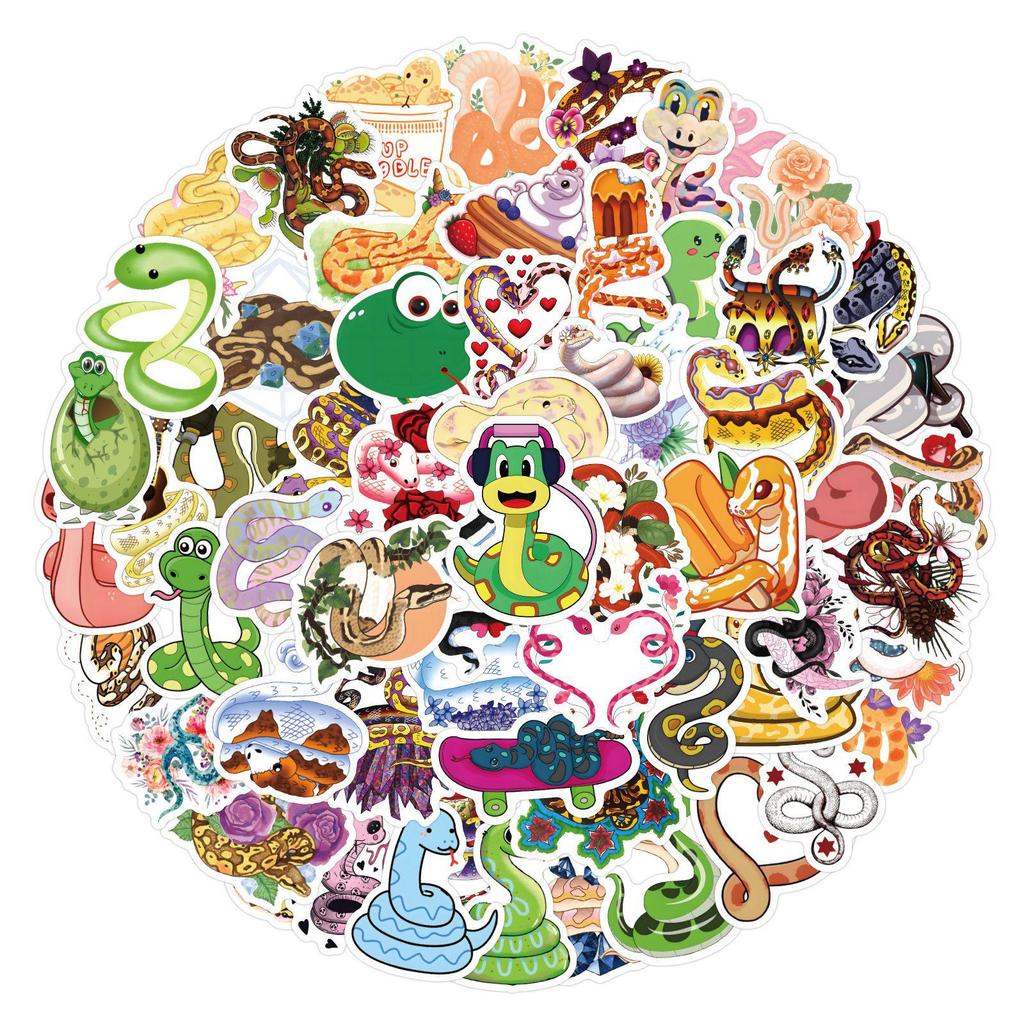 120 Cute Cartoon Snake Stickers for Notebooks, Phones, and Skateboards