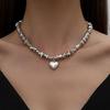 High sense elegant irregular CCB geometric love pendant necklace broken silver Choker party jewelry women