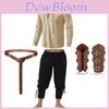 Set Costume Pirata Medievale Per Uomo Con Tessuto Di Seta E Pantaloni A Strisce Per Le Gambe Per Feste Di Halloween