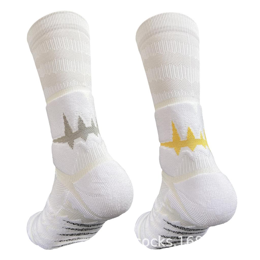 Professional Sports Socks for Running Basketball Football, Elite Crew Socks for Men, Thick Terry Cushion, Moisture Wicking & Anti-Slip, 3 Pairs Pack