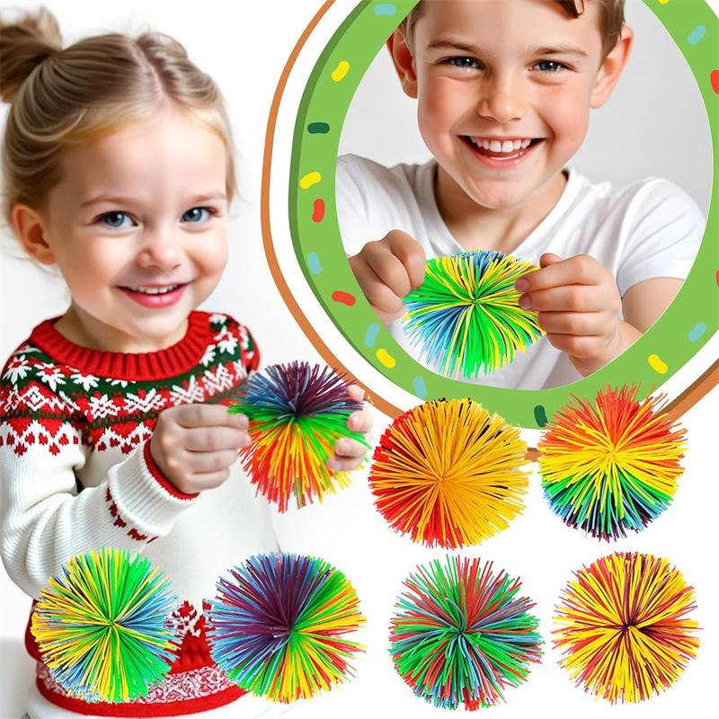 4-Piece Stress Relieving Sensory Toy Set With Random Colors. Bouncy Ball Is Perfect For Children And Adults