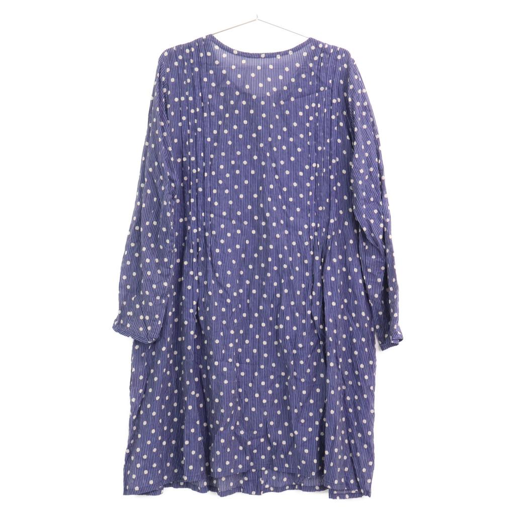 Haat HA53FT562 Blue X White Dot Long Sleeve Dress Dress 3 Blue Beige DotsUsed
