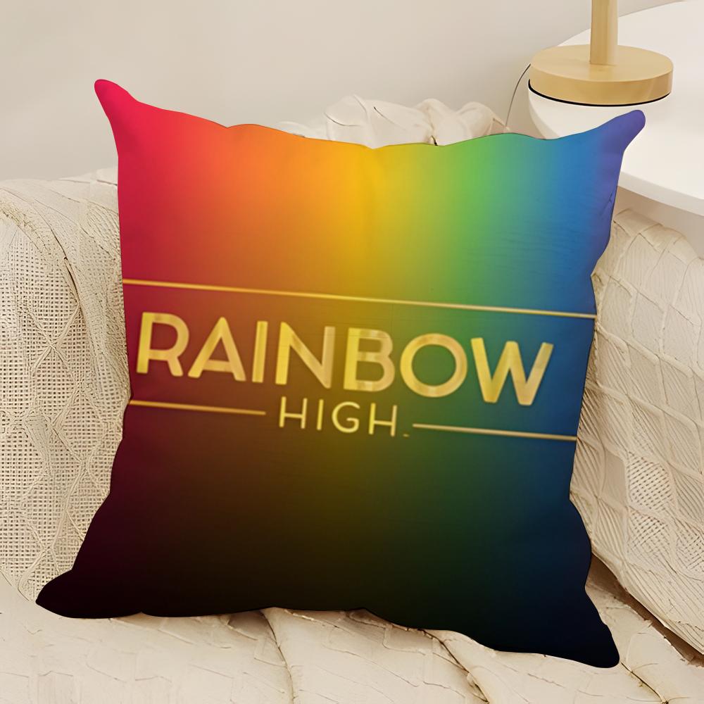 Beautiful Cartoon Girls R-Rainbow High Pillow Case Natural Linen Double-Sided Printing Sofa Home Decor Cushion Cover