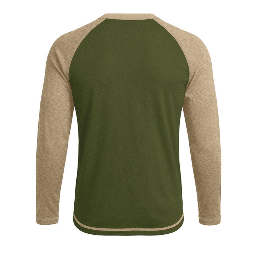 Herren Langarm Rundhals Freizeit T-Shirt Raglanärmel Kontrastnähte Leicht Atmungsaktiv Oberteil für den Alltag
