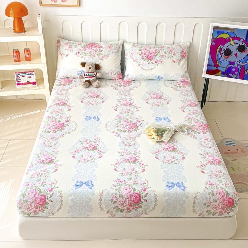 100% Cotton Bedsheets Cartoon Style Fitted Sheet for Kids Room Skin-friendly Mattress Cover (No Pillowcase)