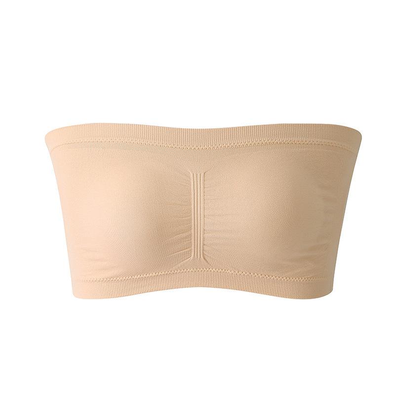Women's Double Layer Strapless Bandeau Top with Removable Pads - One-Shoulder Bustier Style Invisible Underwear
