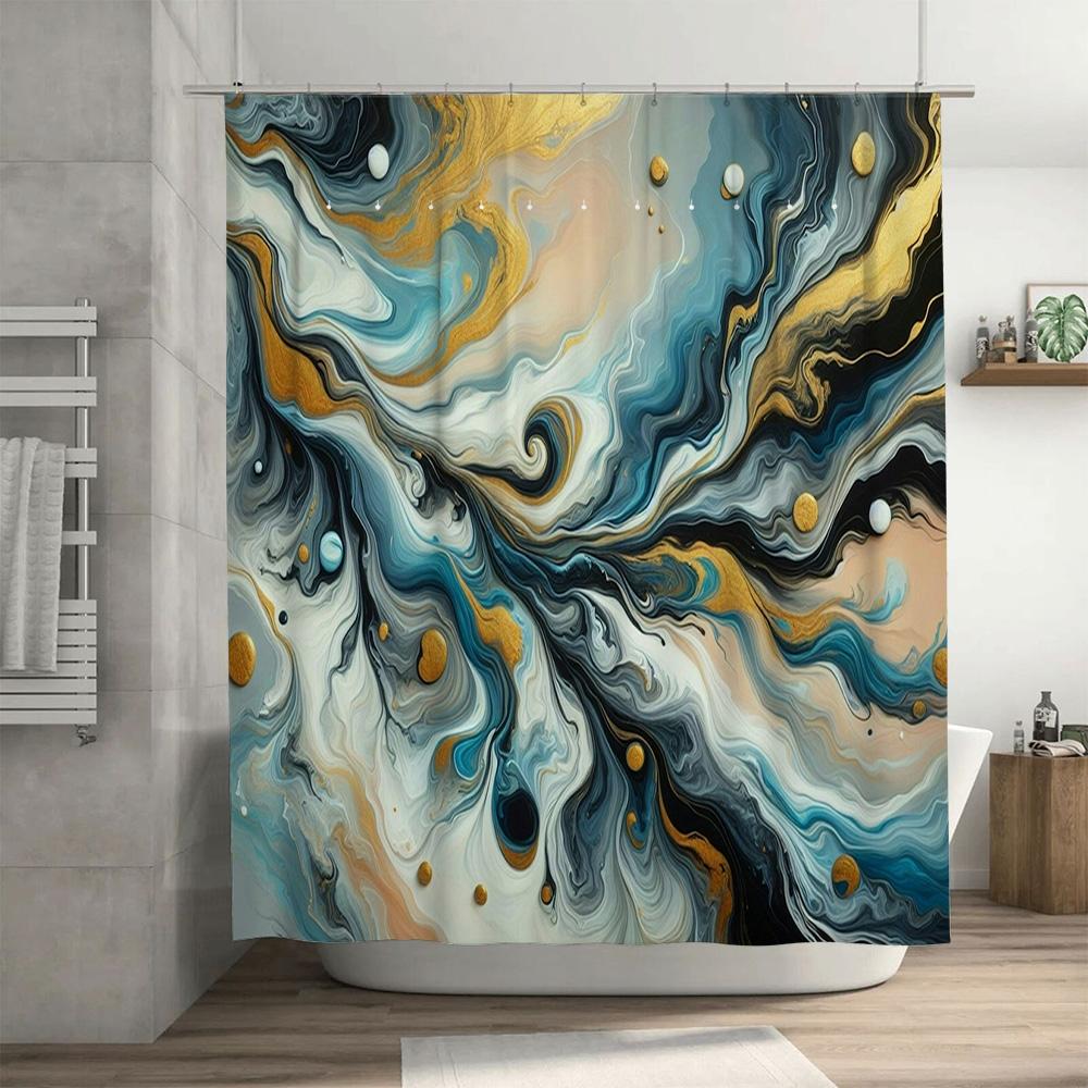 Abstract Art Shower Curtain Modern Colorful Print for Bathroom Decor