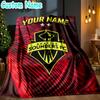 Custom Name Seattle Sounders Fc Crest Throw Blanket - Perfect for Couch, Bed, Office, and outdoor Travel - Ideal Gift for Christmas & Holidays