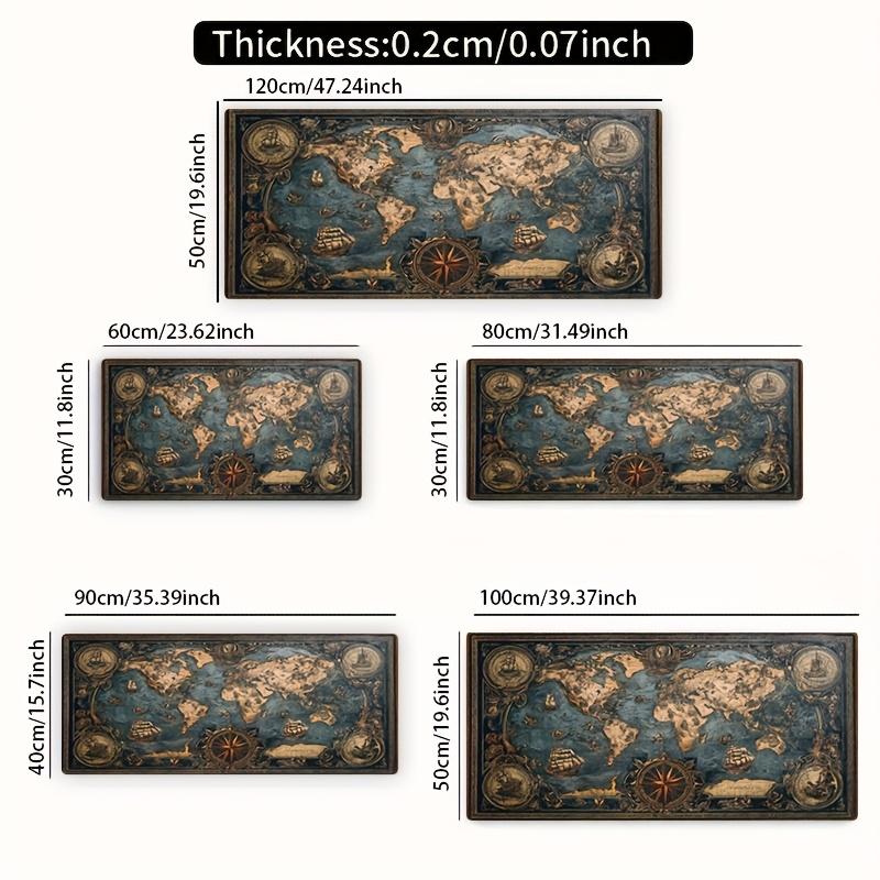 

VIKAMA Vintage World Map Gaming Mouse Pad with Sailboats And Nautical Elements, Non-Slip Washable Rubber Base, Spacious Desk Mat 30X60CM