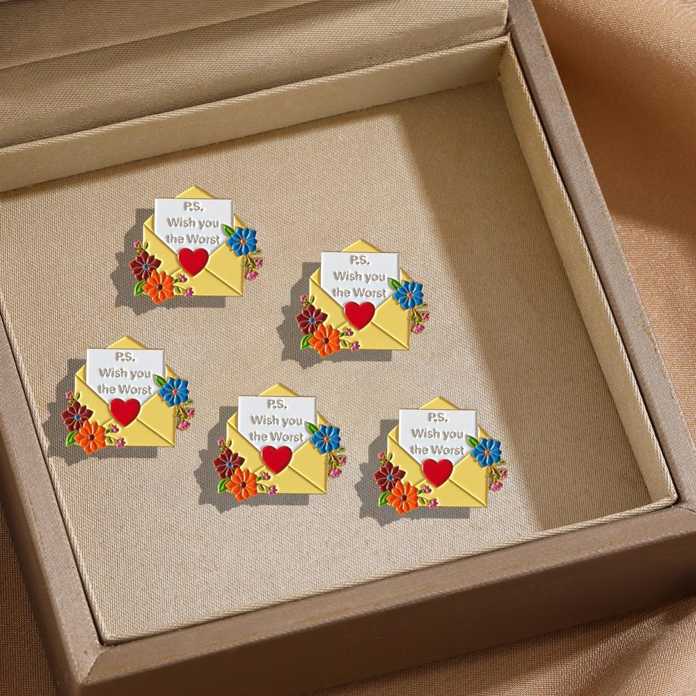 Floral Envelope Brooch Women's Four-season Universal Metal Enamel Pin Sweet Versatile Clothes Bag Scarf Accessories Brooch