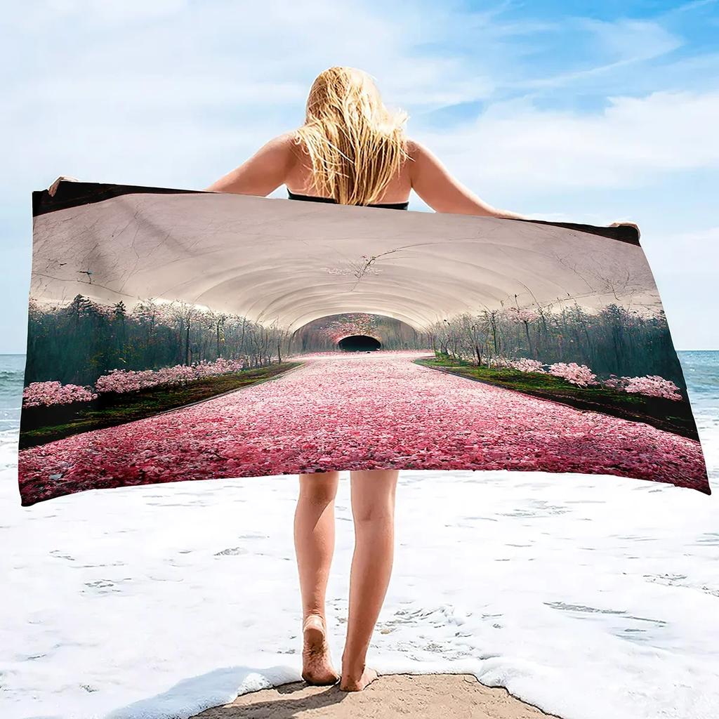 Pink Cherry Blossoms Branch Floral Pattern Soft Highly Absorbent Large Beach Towels Quick Dry Absorbent Bath Towels Blanket