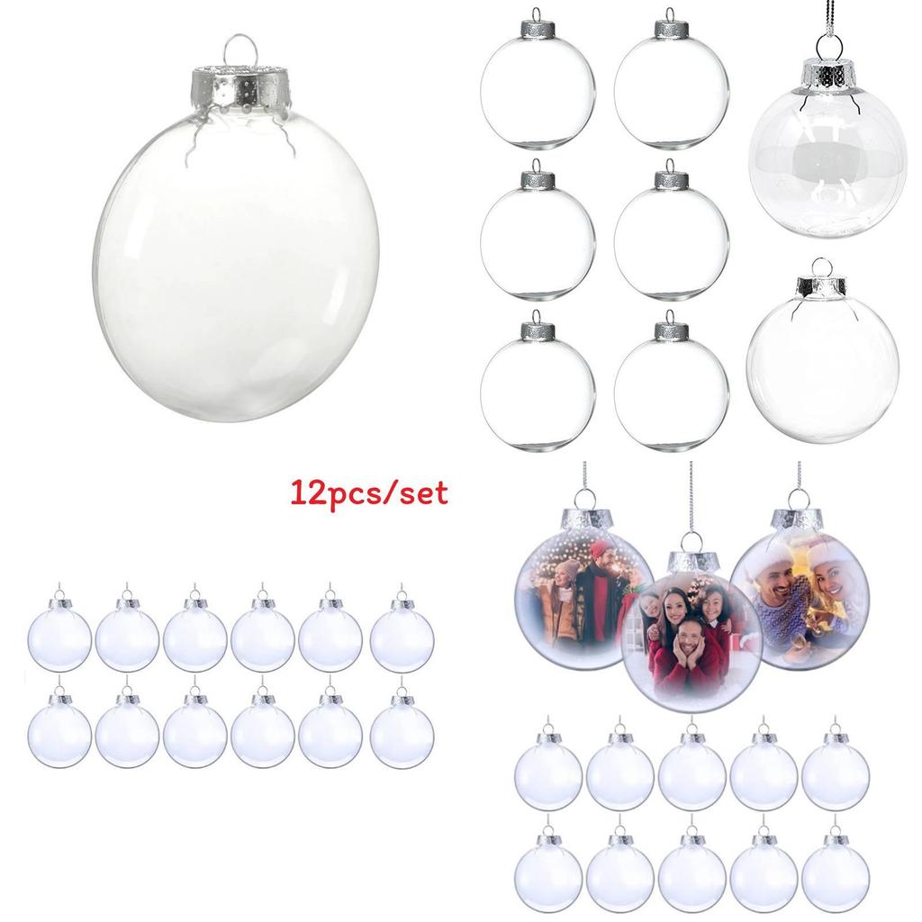 Vánoční ozdoba koule v moderním uměleckém stylu, 6cm, průhledný plast, pro sváteční dekoraci