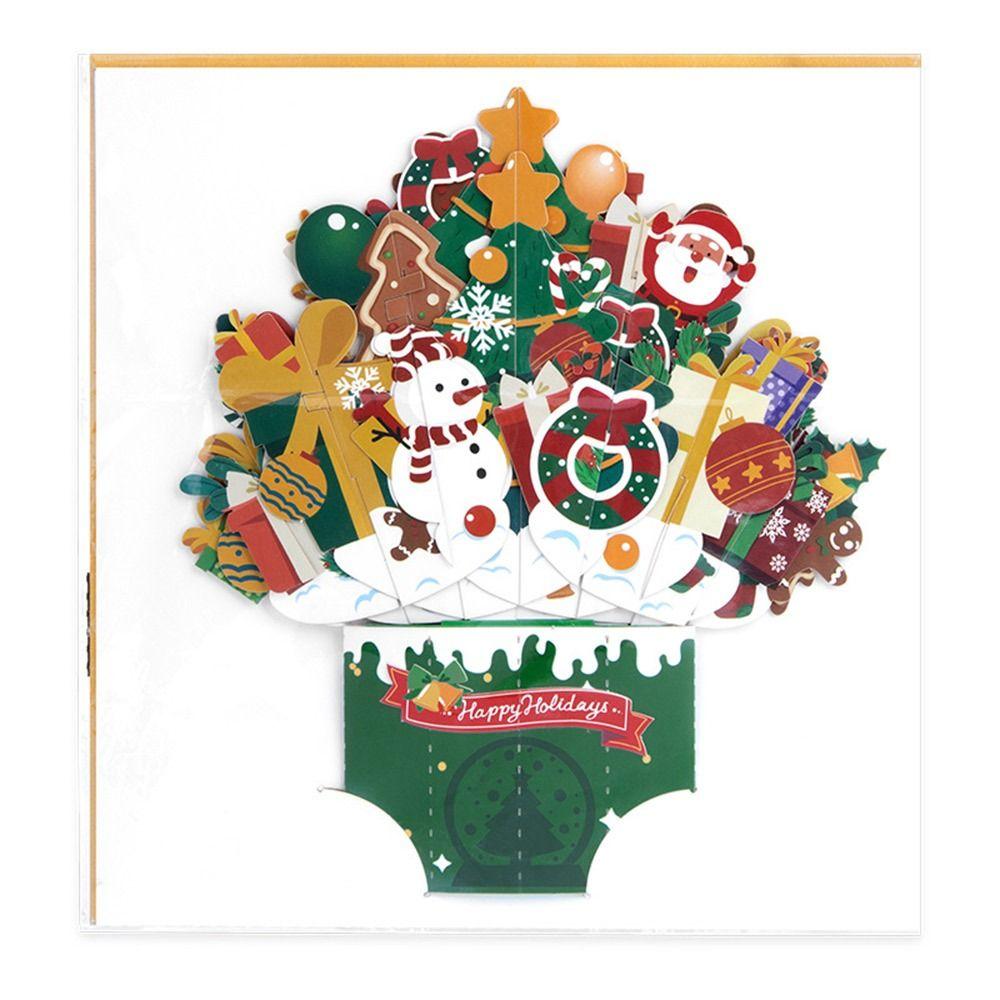 Kreativ Flerfärgad Jul 3D Hälsningskort Pappersprydnader God Jul Postkort Hantverk Pop Up Lyckönskningskort Festival