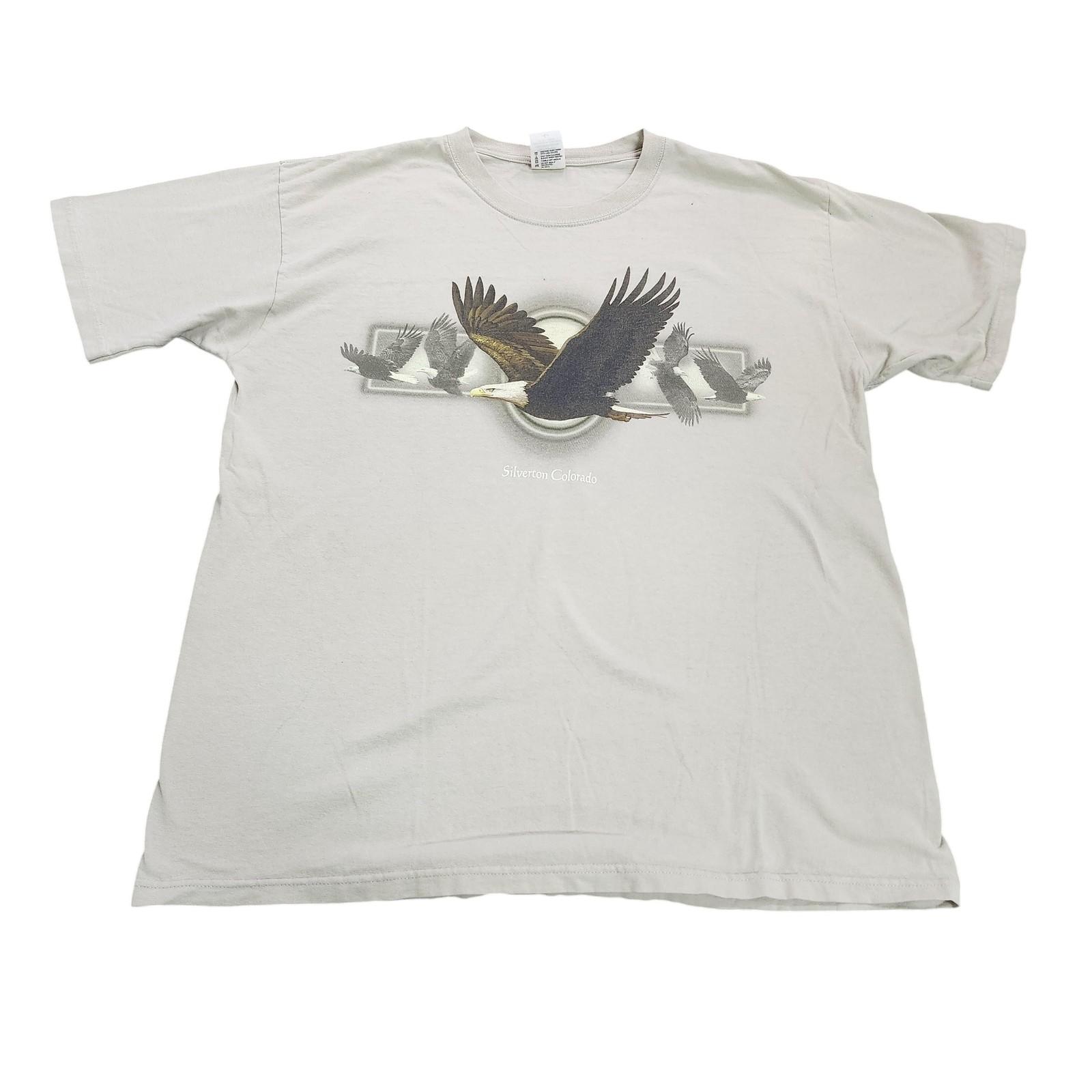 Anvil Shirt Mens Large Beige Silverton Colorado Eagle Graphic Tee Wildlife Unisex T-Shirt XXXXL