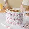 Drawstring Cosmetic Bag With Embossed Print, Large Capacity Drawstring Cosmetic Bag