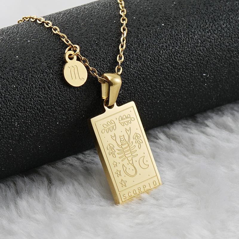 12 Constellation Necklace Women's 18K Exquisite Square 12 Constellation Tag Collarbone Chain 2026