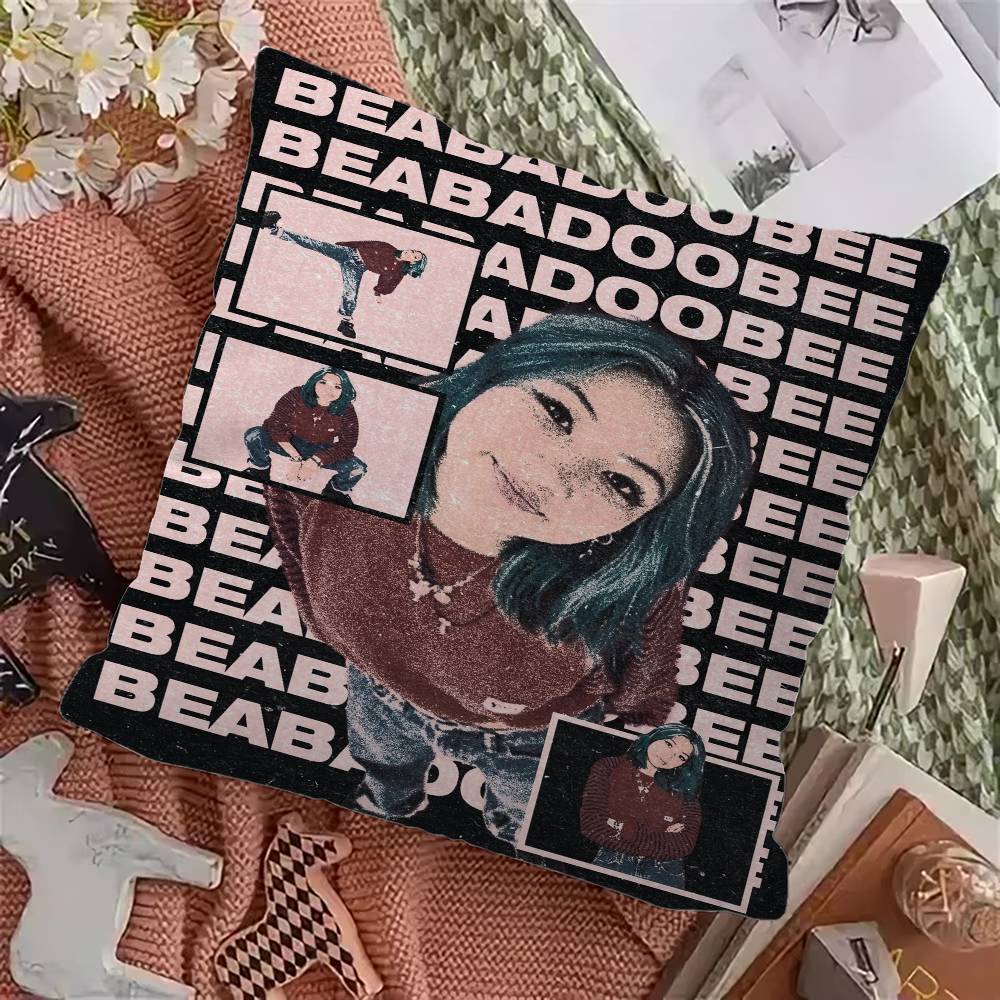 Singer B-Beabadoobee Pillow Covers Cartoon Sofa Decorative Home Double-sided Printing Short Plush Cute Cushion Cover