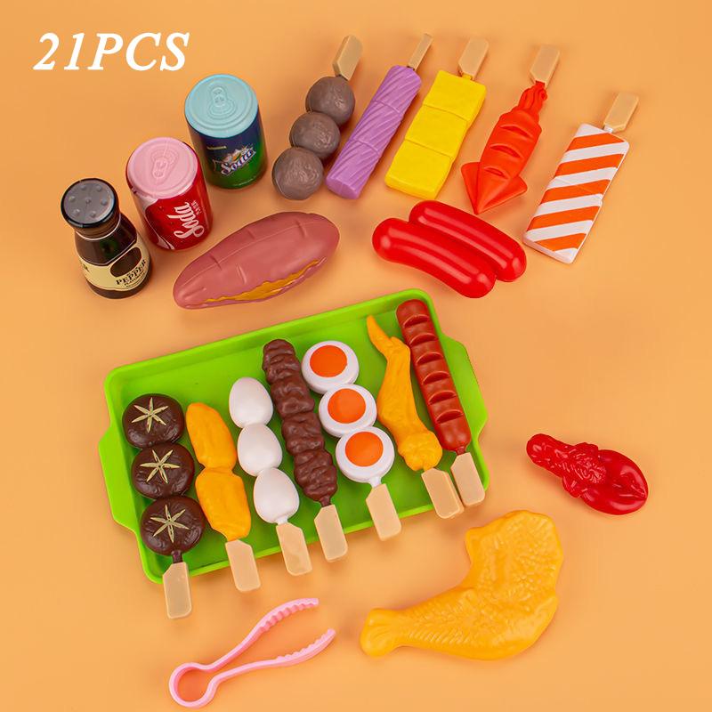 

Children Kitchen Simulation Food Toys Pretend BBQ Set Play House Cooking Games Barbecue Grill Meat Skewers Pretend Kitchen Toys